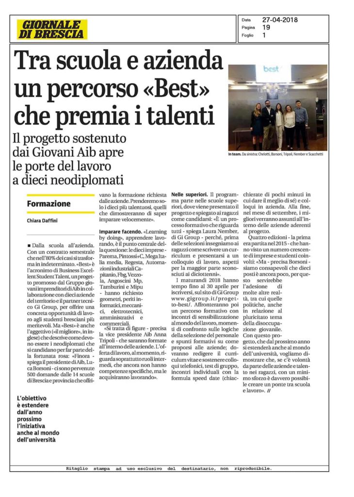 Giornale di Brescia 27aprile2018