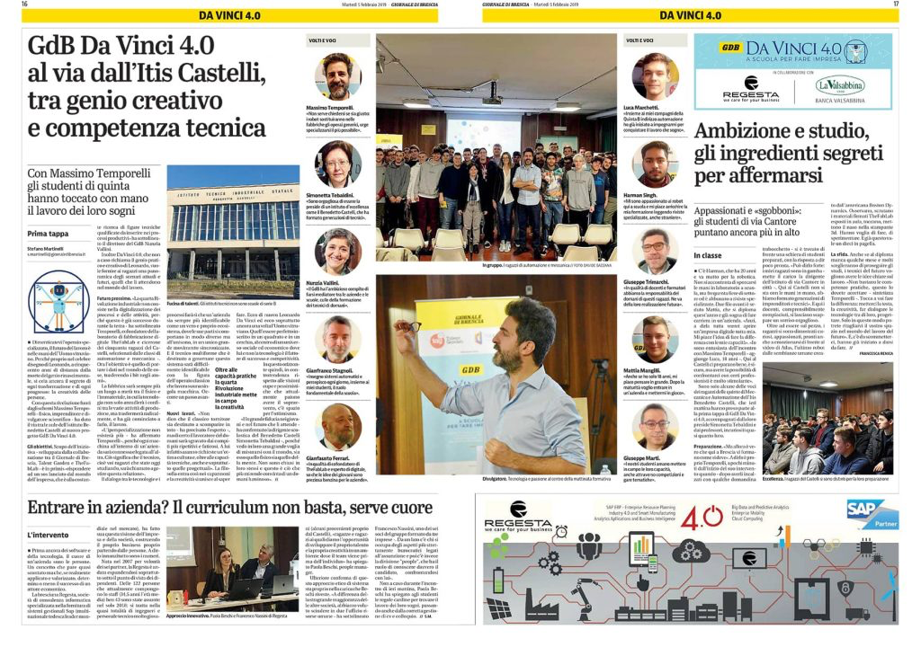 Giornale di Brescia 5 feb 2019 – Da Vinci 4.0