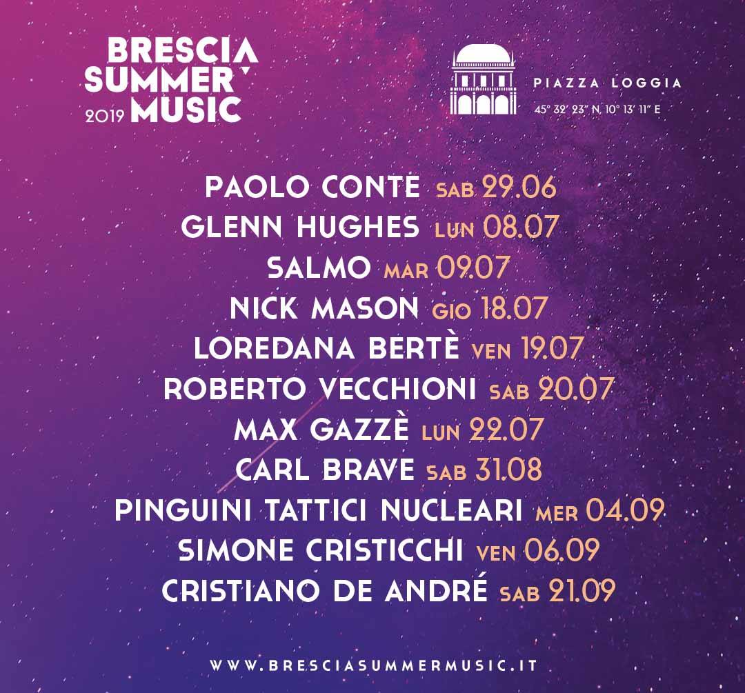 Locandina Brescia Music Festival con l'elenco delle date dei concerti che si terranno